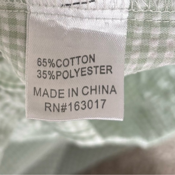 Princess Polly Green White Gingham Plaid Wide Leg Pant Flowy Drawstring Waist - Picture 8 of 8